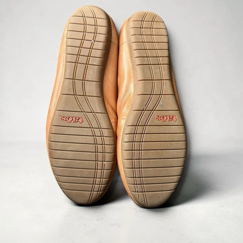 Taos Ballet Flats Loafers Shoes Womens 7 Cognac Tan Leather Slip Ons Minimalist